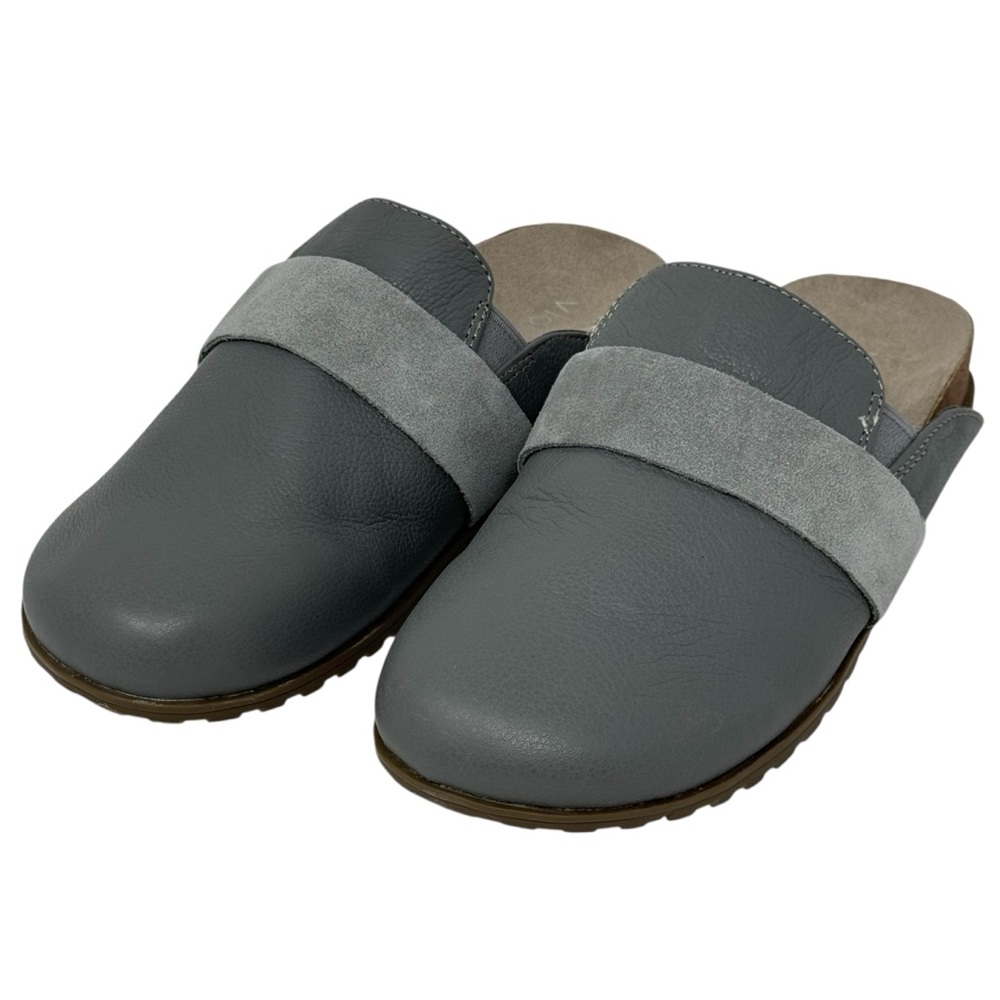 Vionic Gray Leather Mules